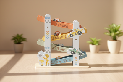 Little Dutch Blaue Holzautobahn Personalisierung Geburt Holz Autos