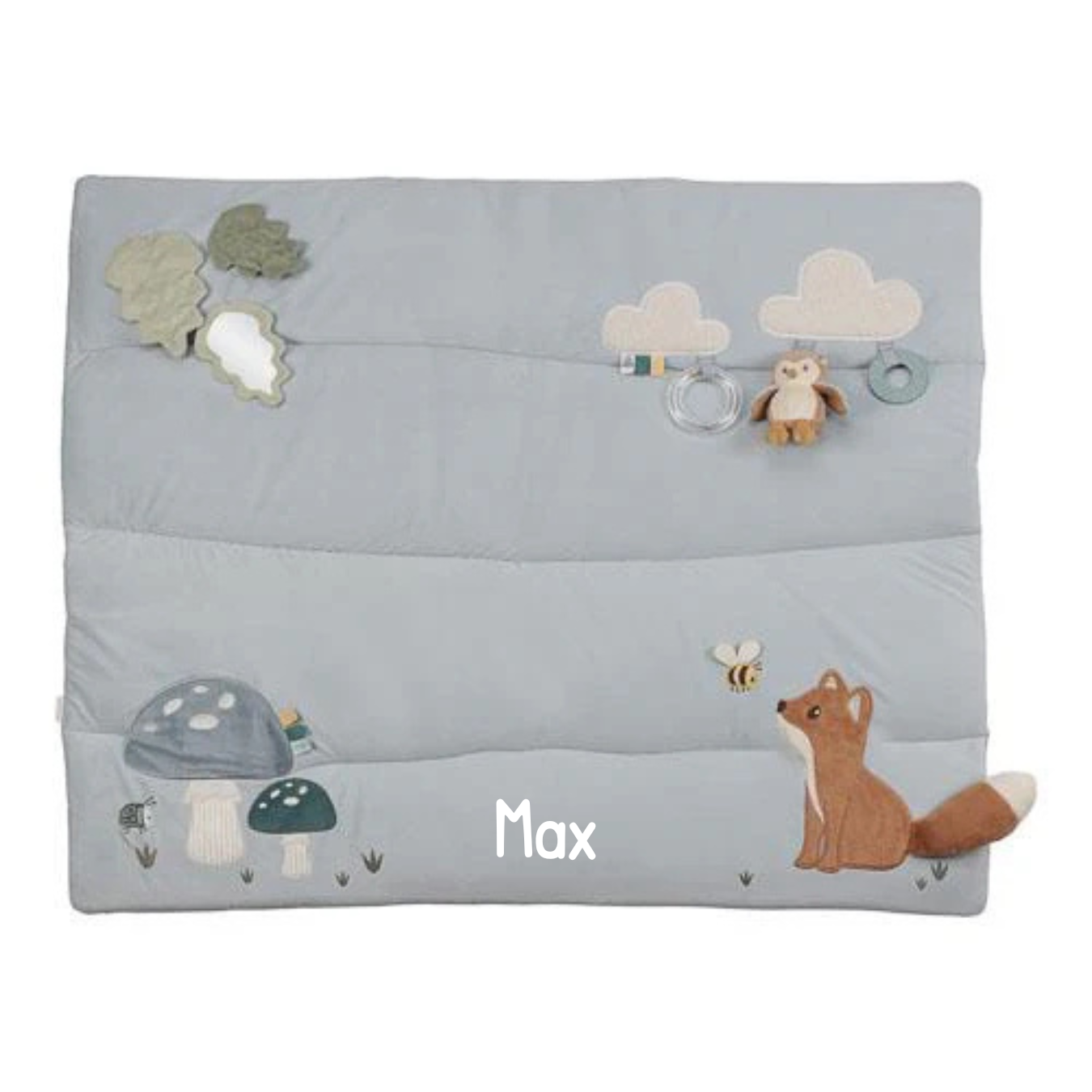 Little Dutch blaue Laufgittereinlage 75 x 95 cm - Forest Friends Personalisierung mit Namen — Detailansicht 2