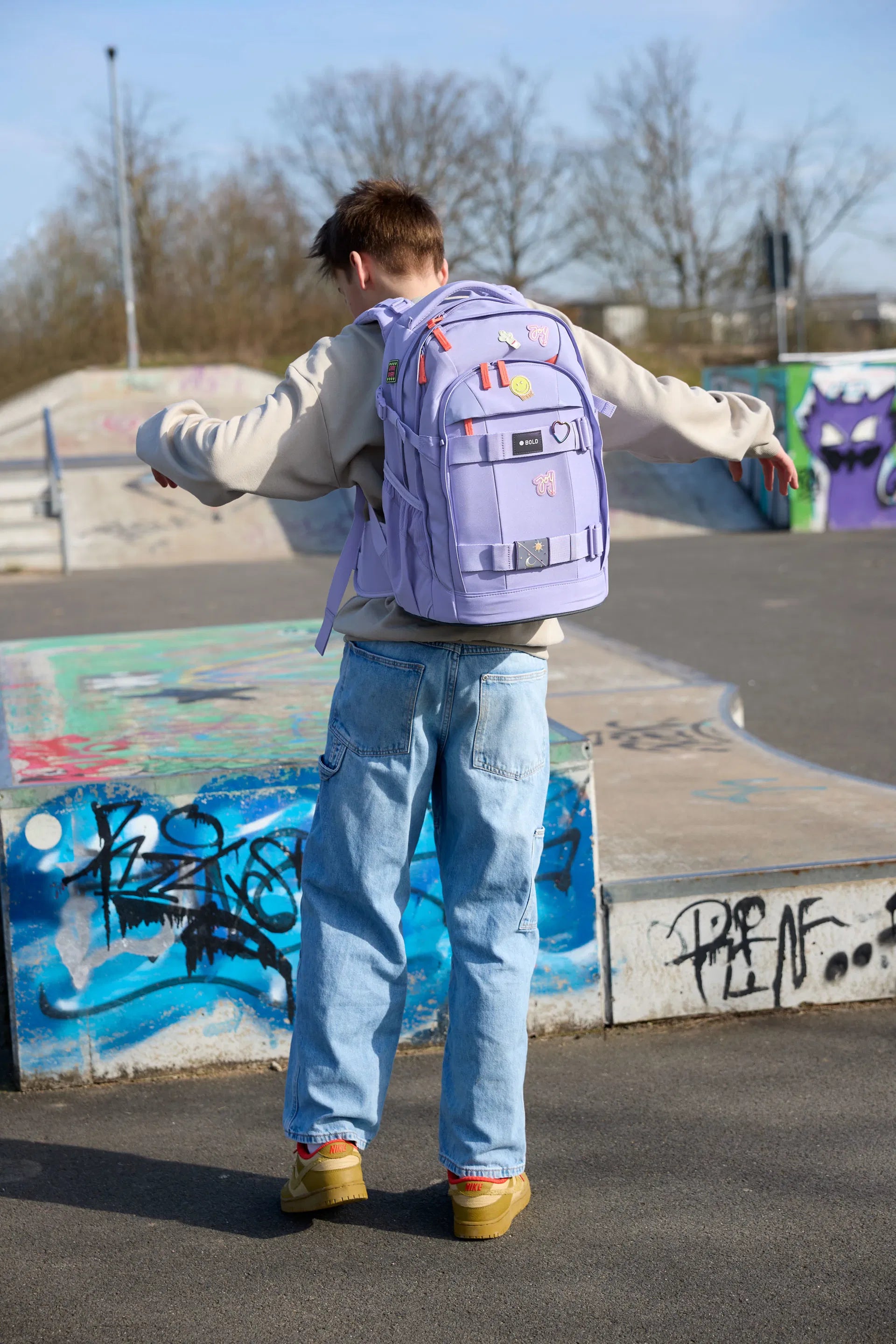 Lässig Schulrucksack Material Nahaufnahme