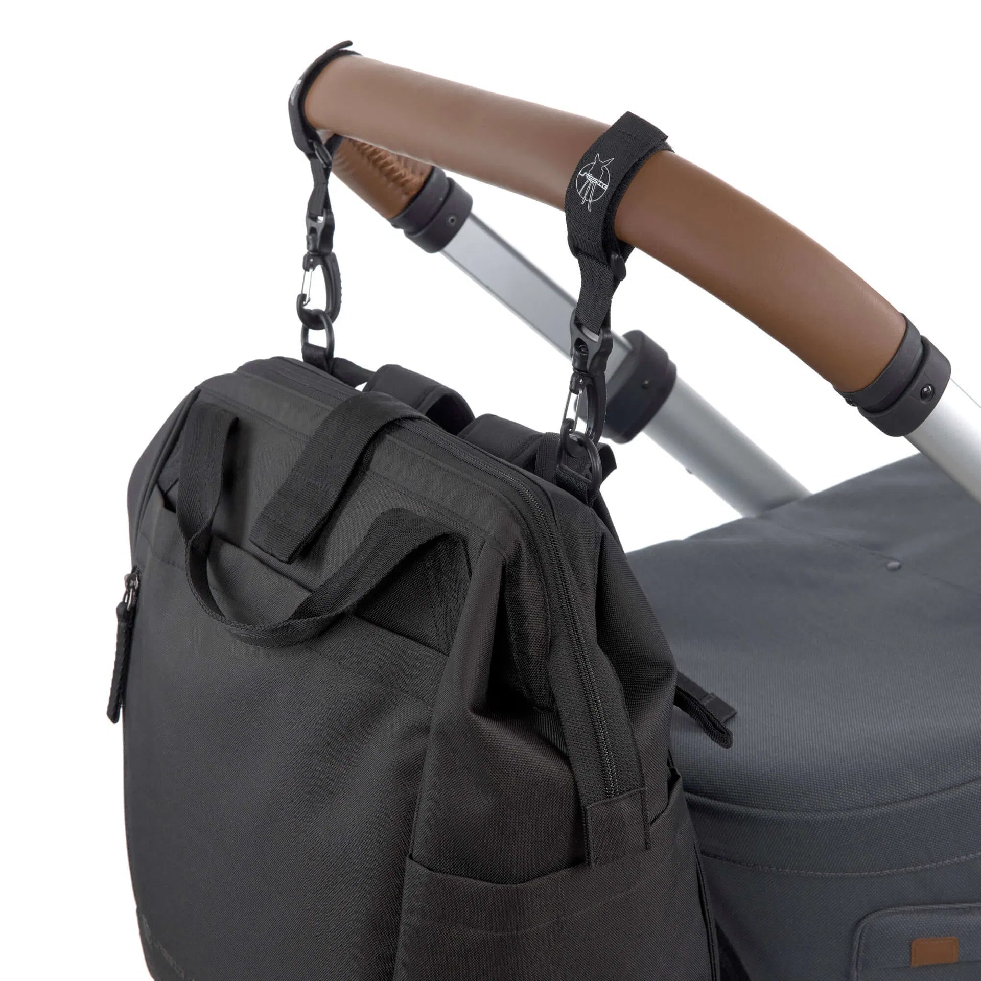 Lässig Wickelrucksack Goldie Up Green Label Schwarz Material Nahaufnahme