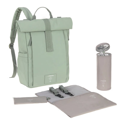 Lässig Wickelrucksack Rolltop Up Backpack, Silbergrün