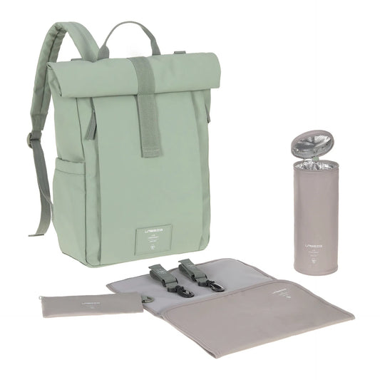 Lässig Wickelrucksack Rolltop Up Backpack, Silbergrün