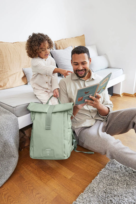 Lässig Wickelrucksack Rolltop Up Backpack, Silbergrün Detailansicht