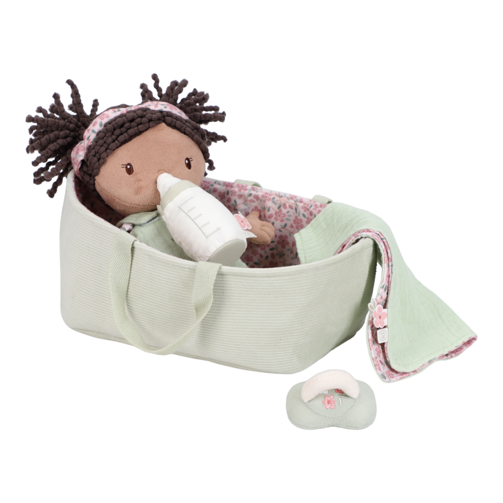 Little Dutch Babypuppe im Körbchen Evi GRS mit Name Material Nahaufnahme