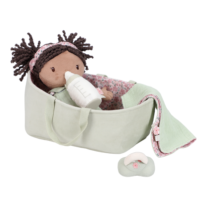 Little Dutch Babypuppe im Körbchen Evi GRS mit Name Material Nahaufnahme