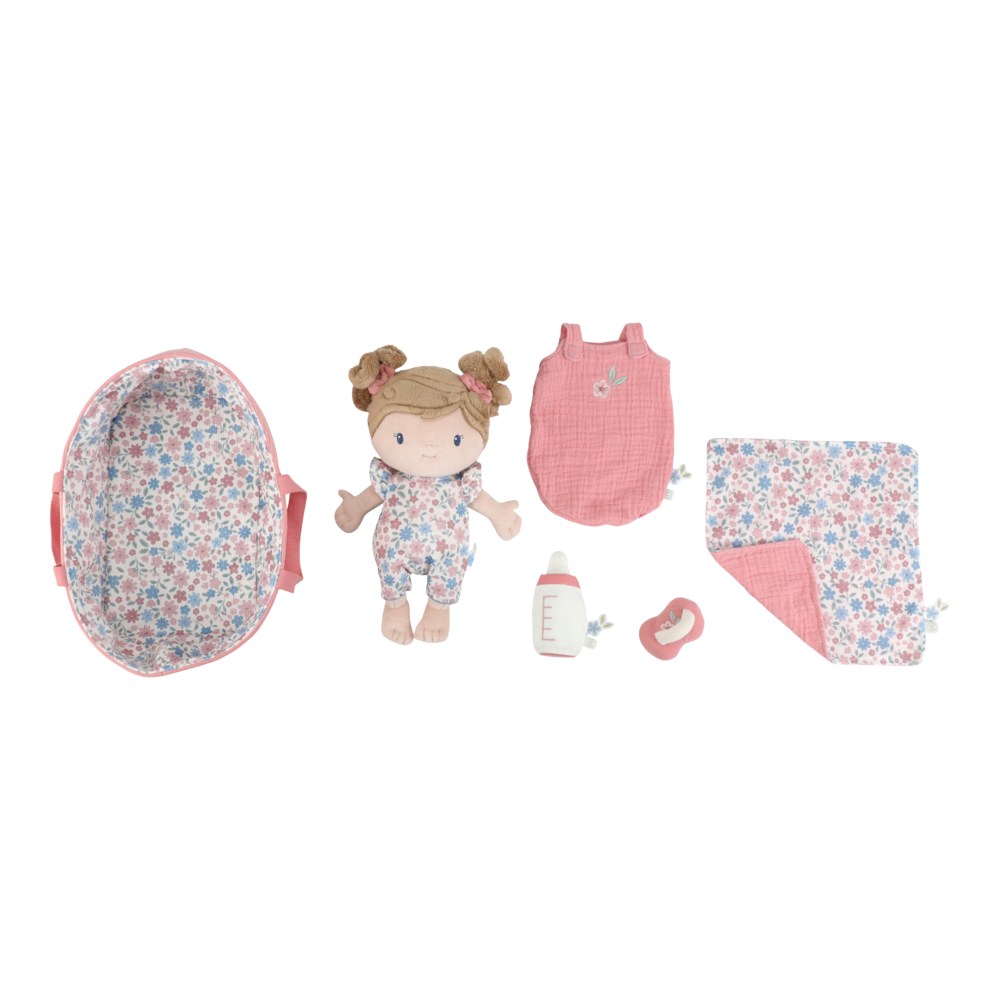 Little Dutch Babypuppe im Körbchen Rosa Personalisierung Name mit Zubehör
