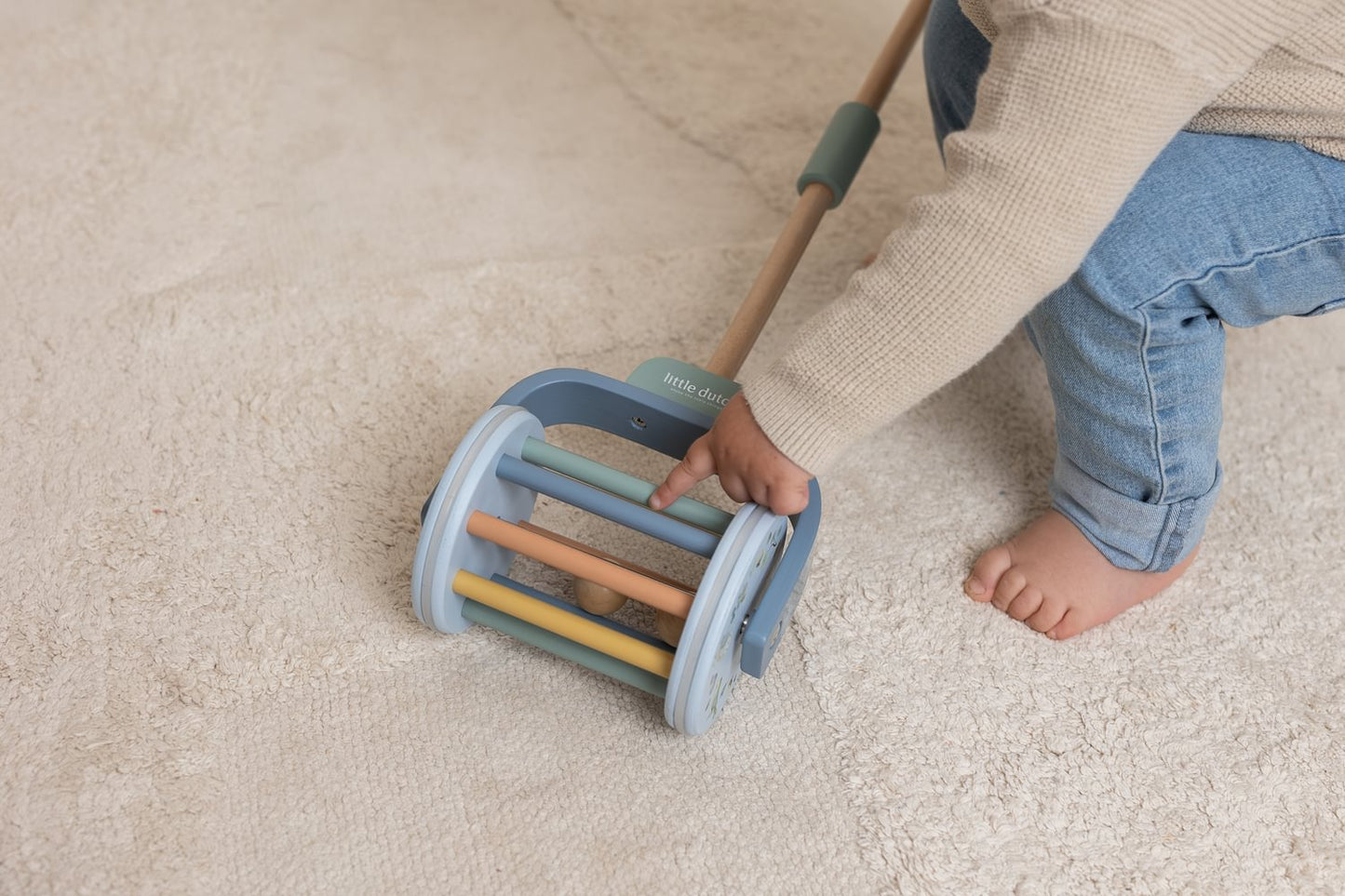 Little Dutch Blau Schiebetier Rassel Holz Forest Friends