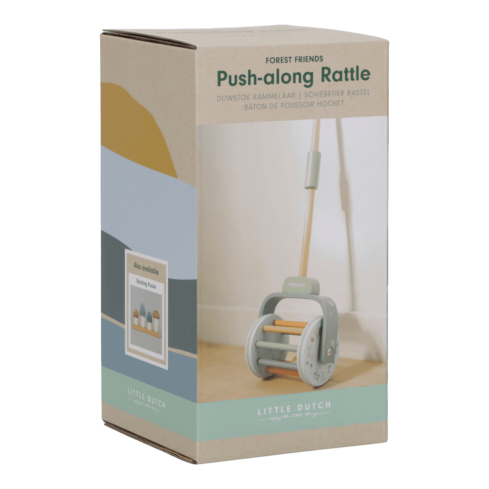 Little Dutch Blau Schiebetier Rassel Holz Forest Friends