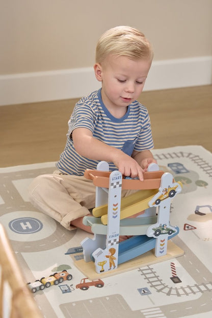 Little Dutch Blaue Holzautobahn Holz Autos