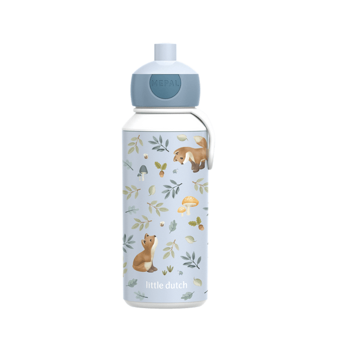 Little Dutch Blaue Trinkflasche Pop Up Campus 400 ml Forest Friends Mepal