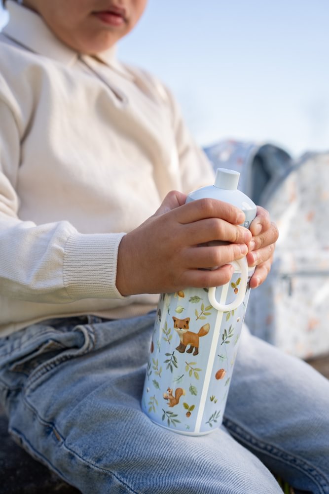 Little Dutch Blaue Trinkflasche Pop Up Campus 400 ml Forest Friends Mepal