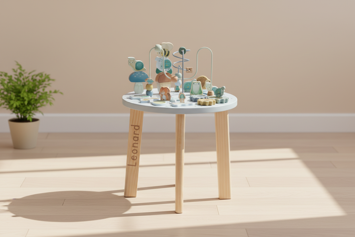 Little Dutch Blauer Aktivitätentisch Personalisierung Name Forest Friends