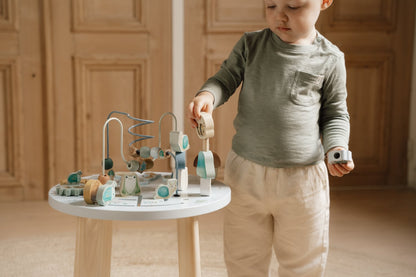 Little Dutch Blauer Aktivitätentisch Personalisierung Name Forest Friends Material Nahaufnahme