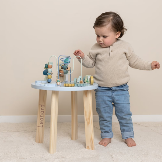 Little Dutch Blauer Aktivitätentisch Personalisierung Name Forest Friends Detailansicht