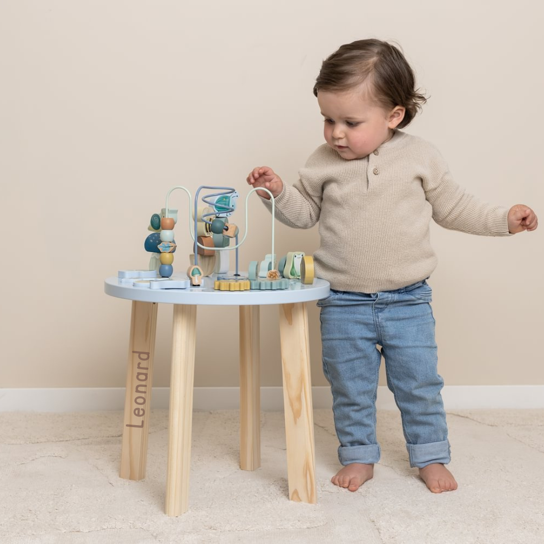 Little Dutch Blauer Aktivitätentisch Personalisierung Name Forest Friends