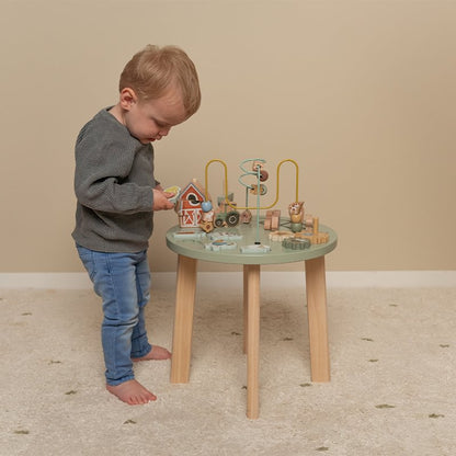 Little Dutch Grüner Aktivitäten Tisch Personalisierung Name Little Farm von der Seite