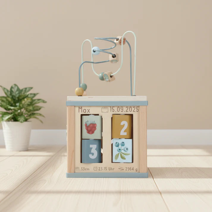 Little Dutch Holz Aktivitäten Motorik Würfel blau Personalisierung