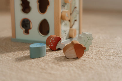 Little Dutch Holz Aktivitäten Motorik Würfel blau Personalisierung Taufe Forest Friends mit Verpackung