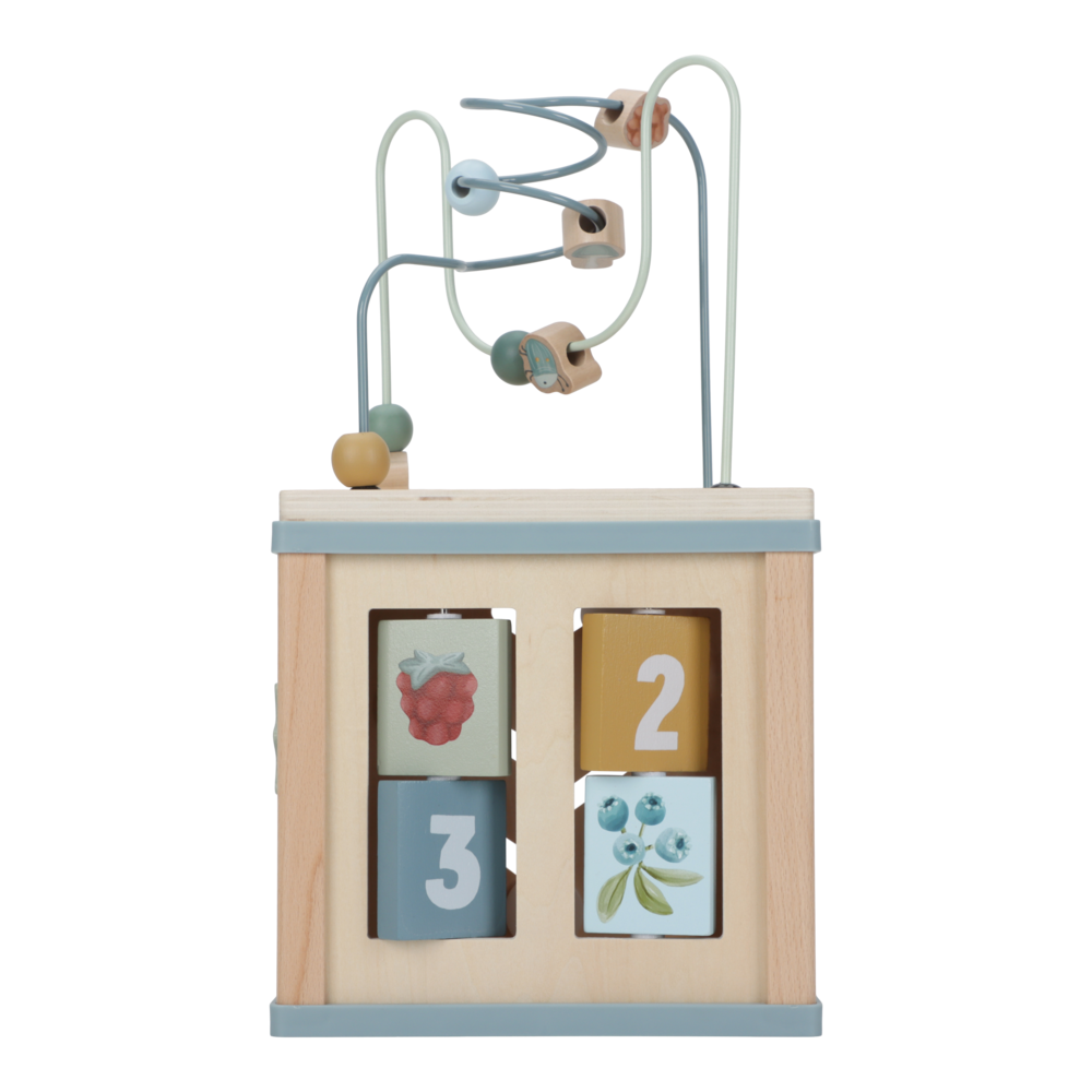 Little Dutch Holz Aktivitäten Motorik Würfel blau Personalisierung Geburt Forest Friends