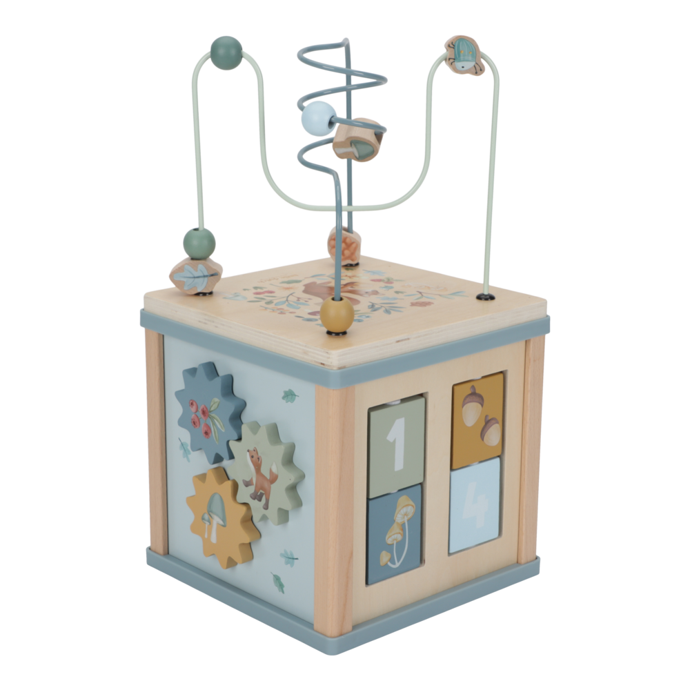 Little Dutch Holz Aktivitäten Motorik Würfel blau Personalisierung Geburt Forest Friends