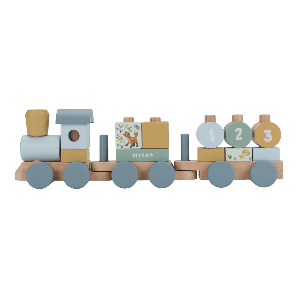 Little Dutch Holz Eisenbahn blau mit Steck-Formen