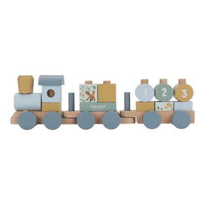 Little Dutch Holz Eisenbahn blau mit Steck-Formen
