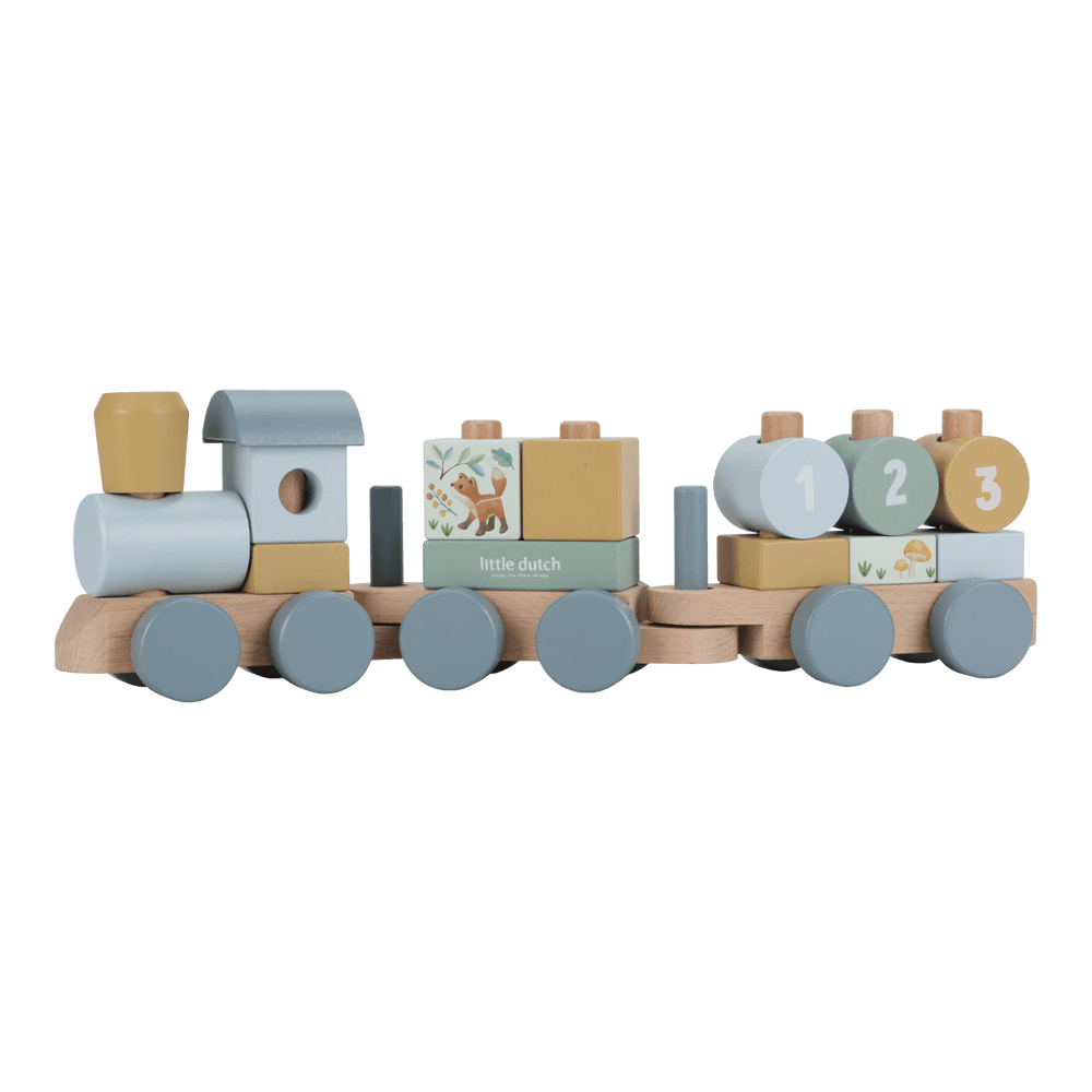 Little Dutch Personalisierung zur Taufe Eisenbahn Holz Forest Friends mit Verpackung