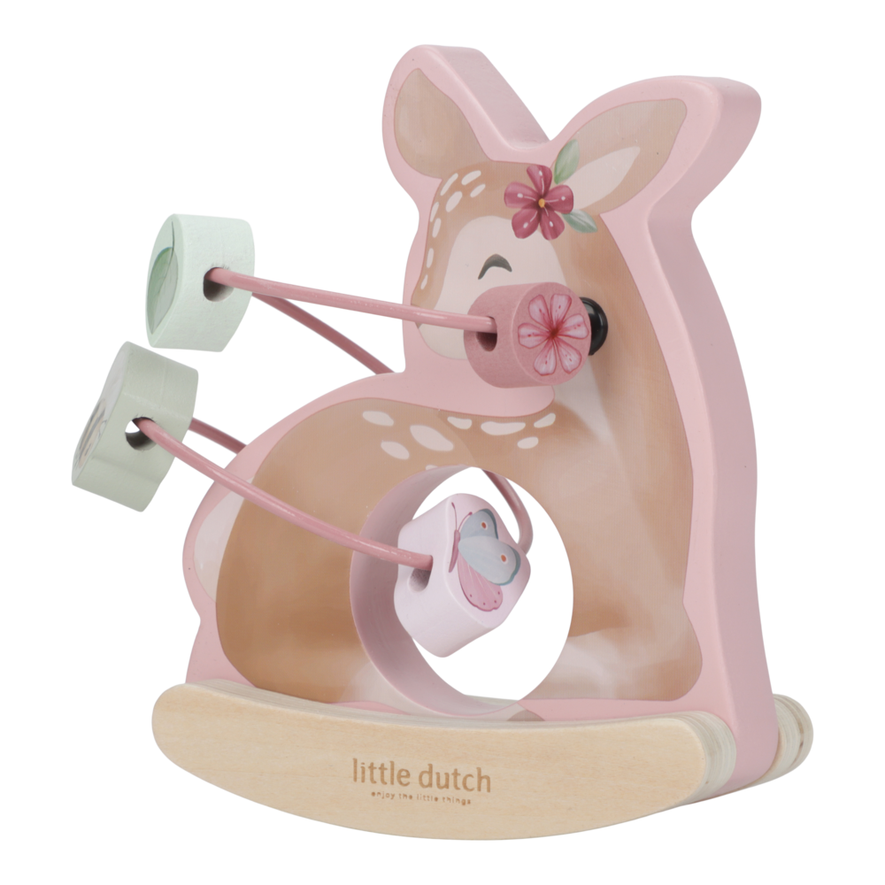 Little Dutch Holz Schaukeltier Reh mit Aktivitäten Spirale Hirsch - Fairy Garden von der Seite
