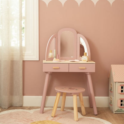 Little Dutch Holz Schminktisch rosa – Frisiertisch mit Spiegel & Hocker – Produktansicht 16
