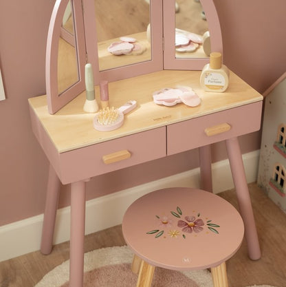 Little Dutch Holz Schminktisch rosa Material Nahaufnahme