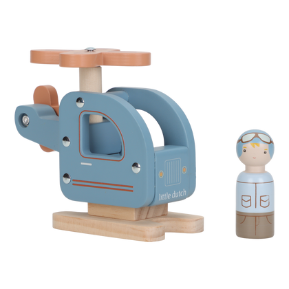 Little Dutch Holzspielzeug Hubschrauber - Blau