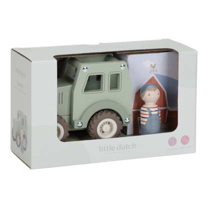 Little Dutch Holztraktor - Grün mit Steckfigur LD2551