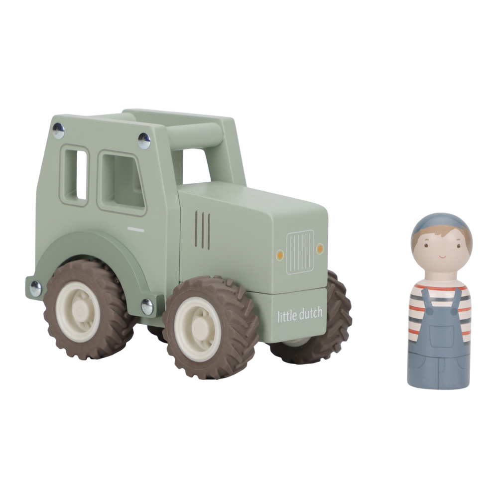 Little Dutch Holztraktor - Grün mit Steckfigur LD2551