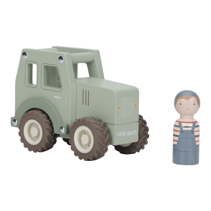 Little Dutch Holztraktor - Grün mit Steckfigur LD2551