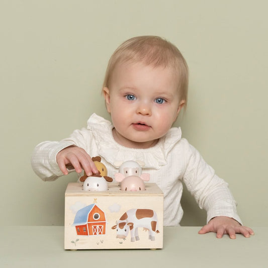 Little Dutch Pop-up Spiel Little Farm Bauernhoftiere Holz Detailansicht
