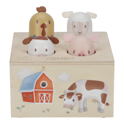 Little Dutch Pop-up Spiel Little Farm Bauernhoftiere Holz von der Seite