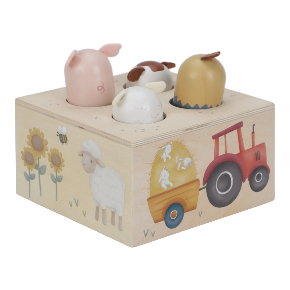 Little Dutch Pop-up Spiel Little Farm Bauernhoftiere Holz Funktionen Detail