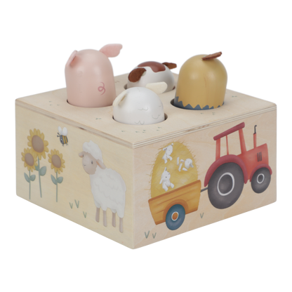 Little Dutch Pop-up Spiel Little Farm Bauernhoftiere Holz Funktionen Detail