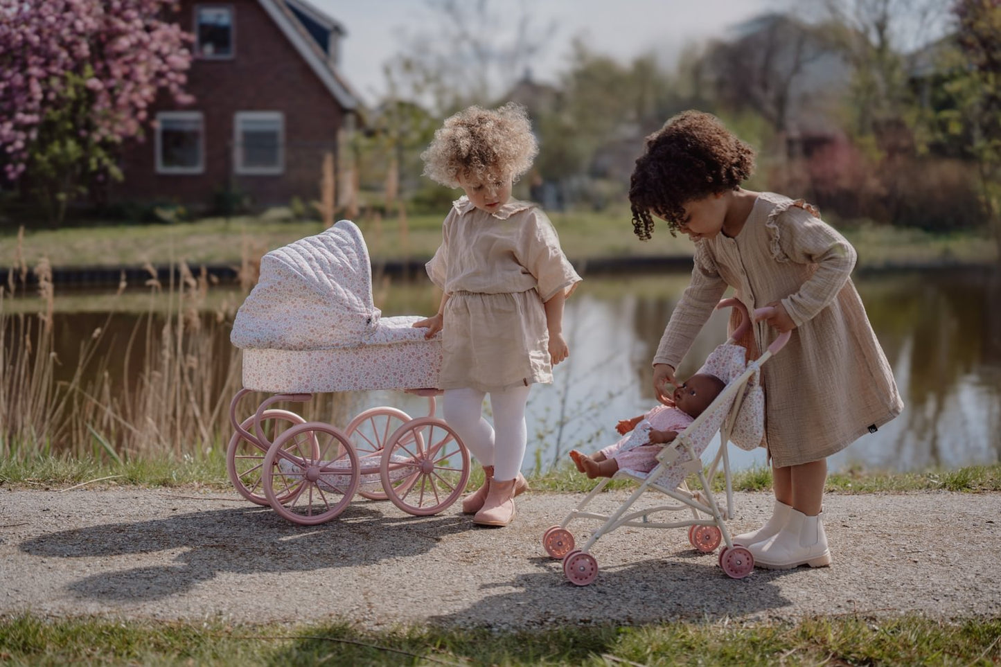 Little Dutch Puppenbuggy weiss Soft Flowers - faltbar LD4585