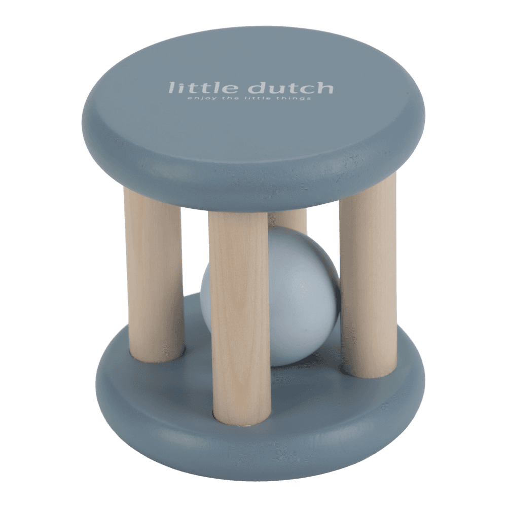 Little Dutch Rasselroller blau Holz von der Seite