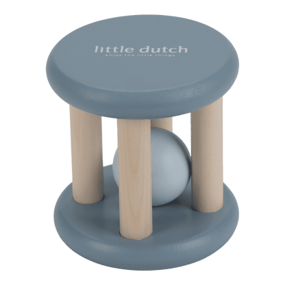 Little Dutch Rasselroller blau Holz von der Seite