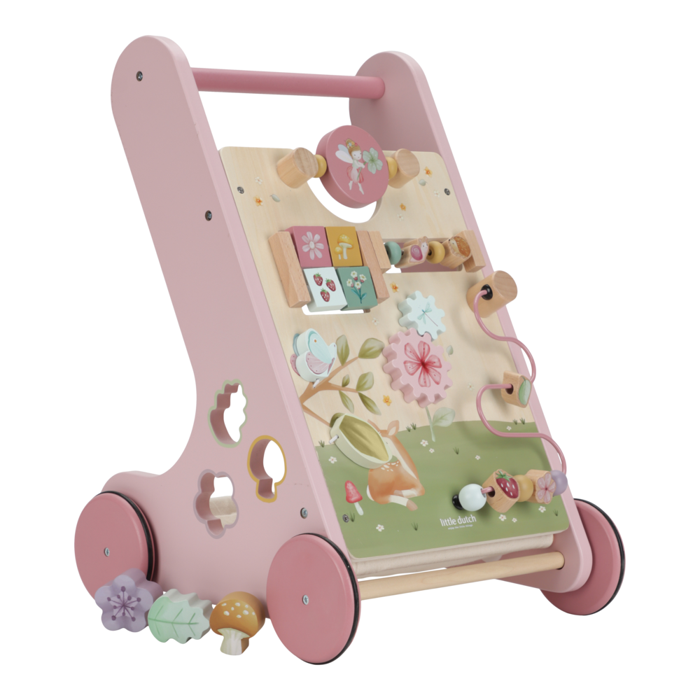 Little Dutch Rosa Laufwagen Multi Activity Fairy Garden Personalisierung Name Material Nahaufnahme