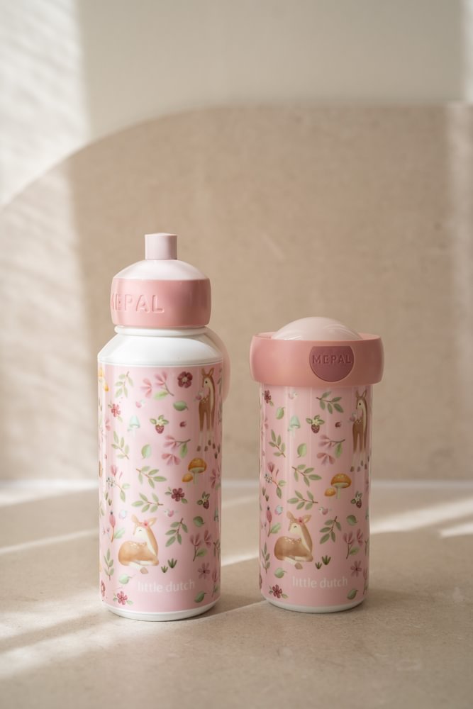 Little Dutch Rosa Trinkflasche Pop Up Campus 400 ml Fairy Garden Mepal