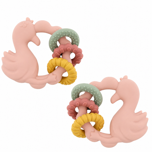Little Dutch Safari Beißring Flamingo Artikel 2018148, Studio Aufnahme von vorne
