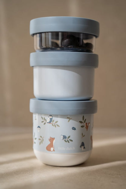 Little Dutch blau Snackbox stapelbar Mepal Mio 3-teilig - Forest Friends