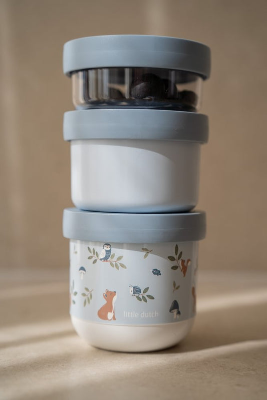 Little Dutch blau Snackbox stapelbar Mepal Mio 3-teilig - Forest Friends