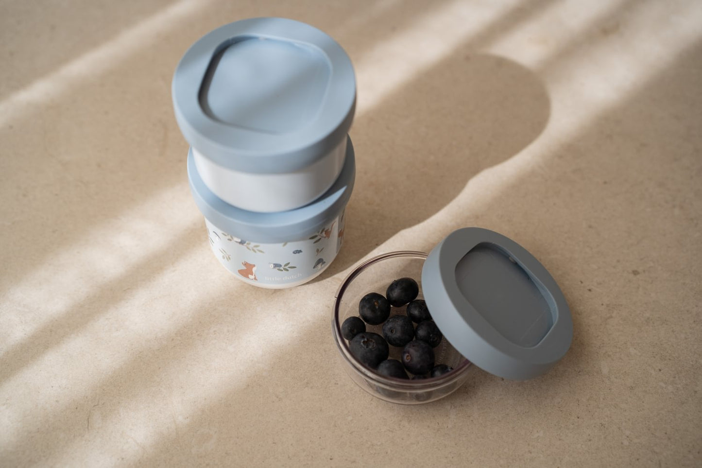 Little Dutch blau Snackbox stapelbar Mepal Mio 3-teilig - Forest Friends