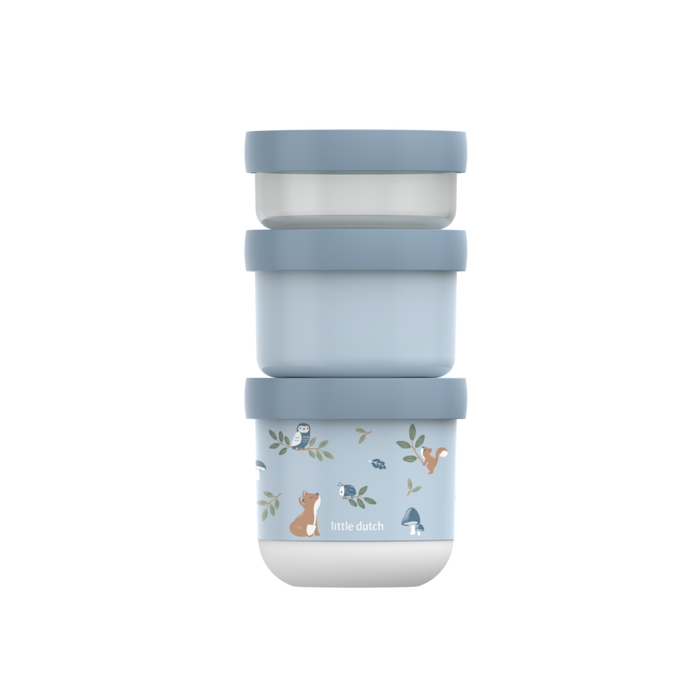 Little Dutch blau Snackbox stapelbar Mepal Mio 3-teilig - Forest Friends