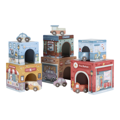 Little Dutch Stapelblöcke aus Karton mit 6 Autos