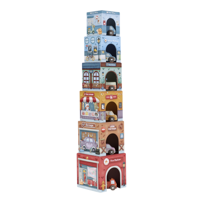 Little Dutch Stapelblöcke aus Karton mit 6 Autos